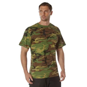 100% Cotton 5oz. Camouflage Short Sleeve T-Shirt Army Fashion Standard Fit Crewneck Tee- Woodland Camo