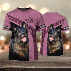 3D Dog T Shirts, German Shephard Love Never Walk Alone All Over Print T-Shirt, Gift For Pet Loves