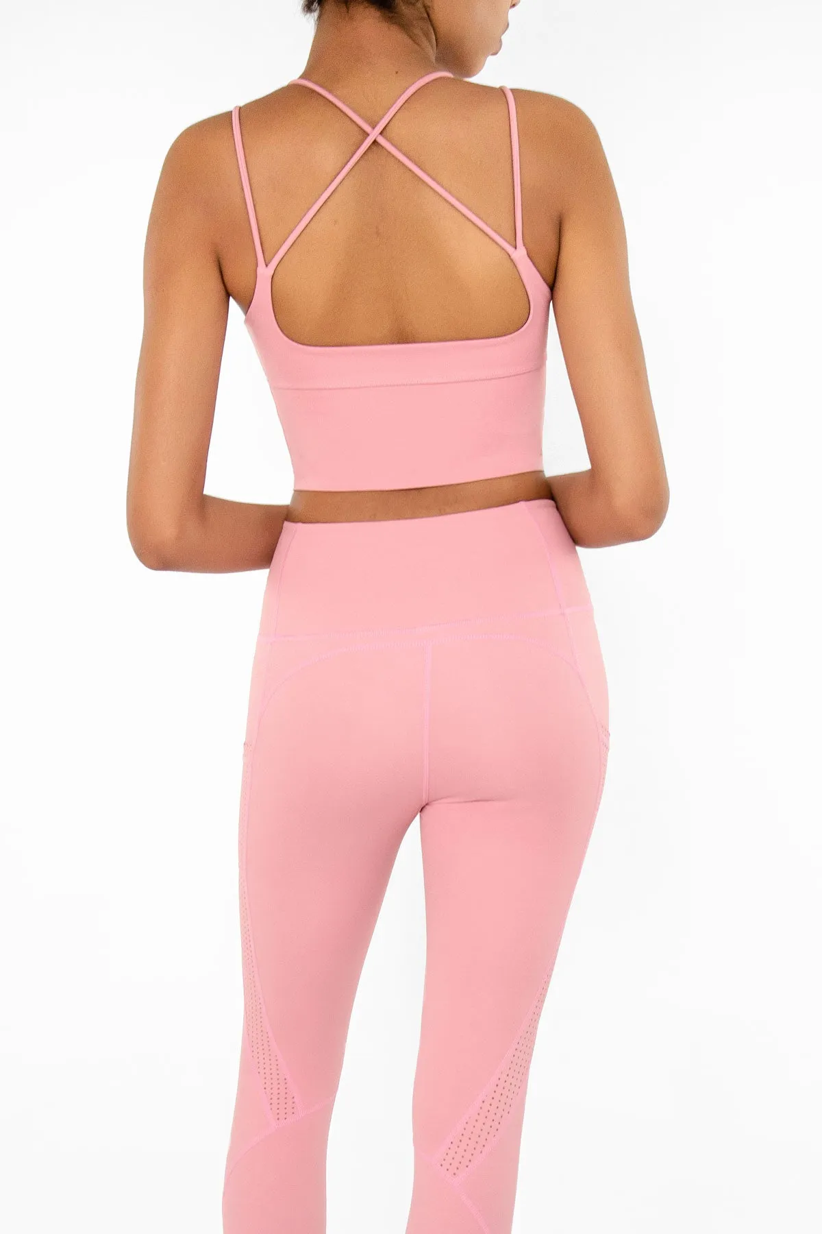 4 for $54 - Dusty Pink Kelly Strappy Long Line Padded Sports Bra - Women