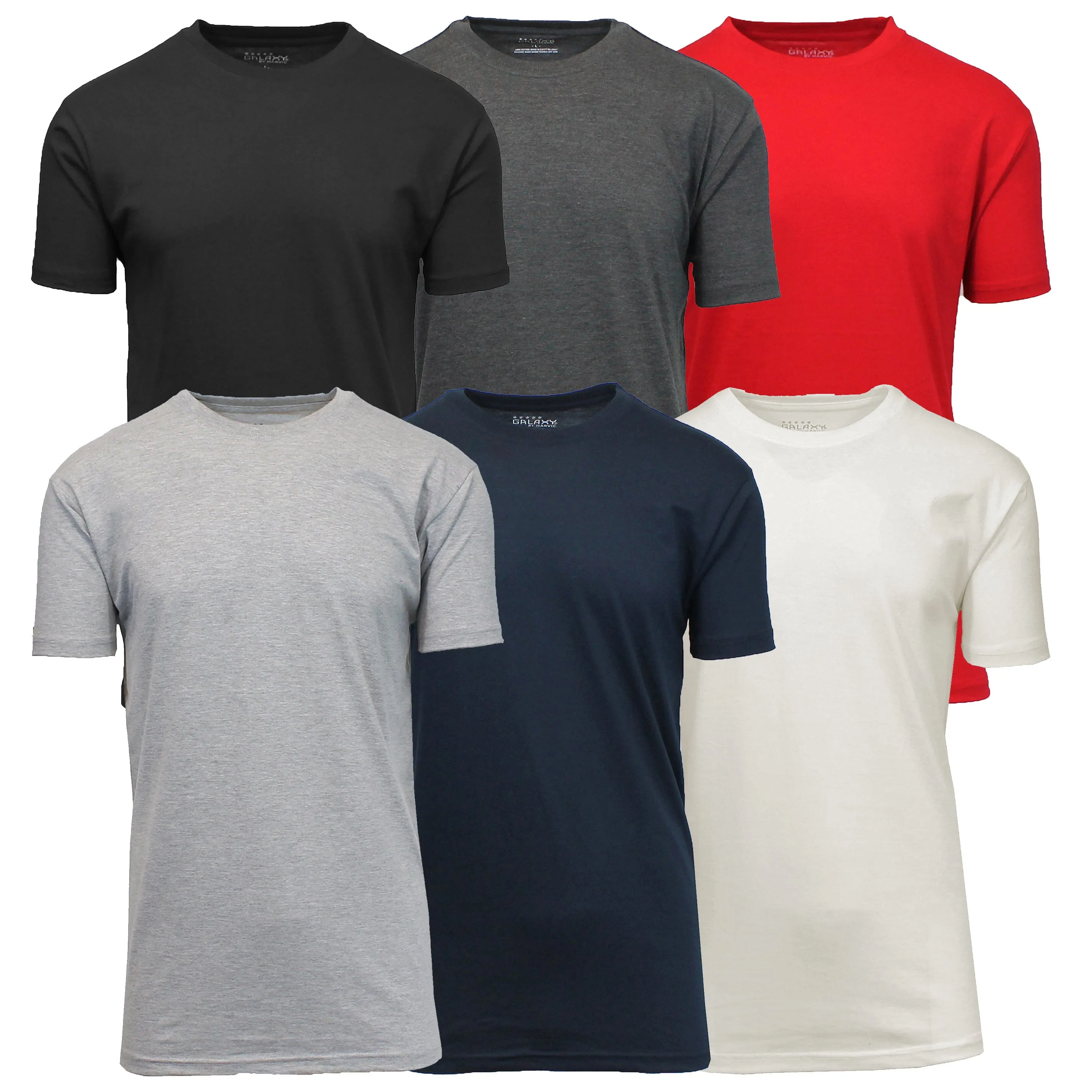 (6-Pack) Short Sleeve Crew-Neck Modern Fit Classic Tees (S-3XL)