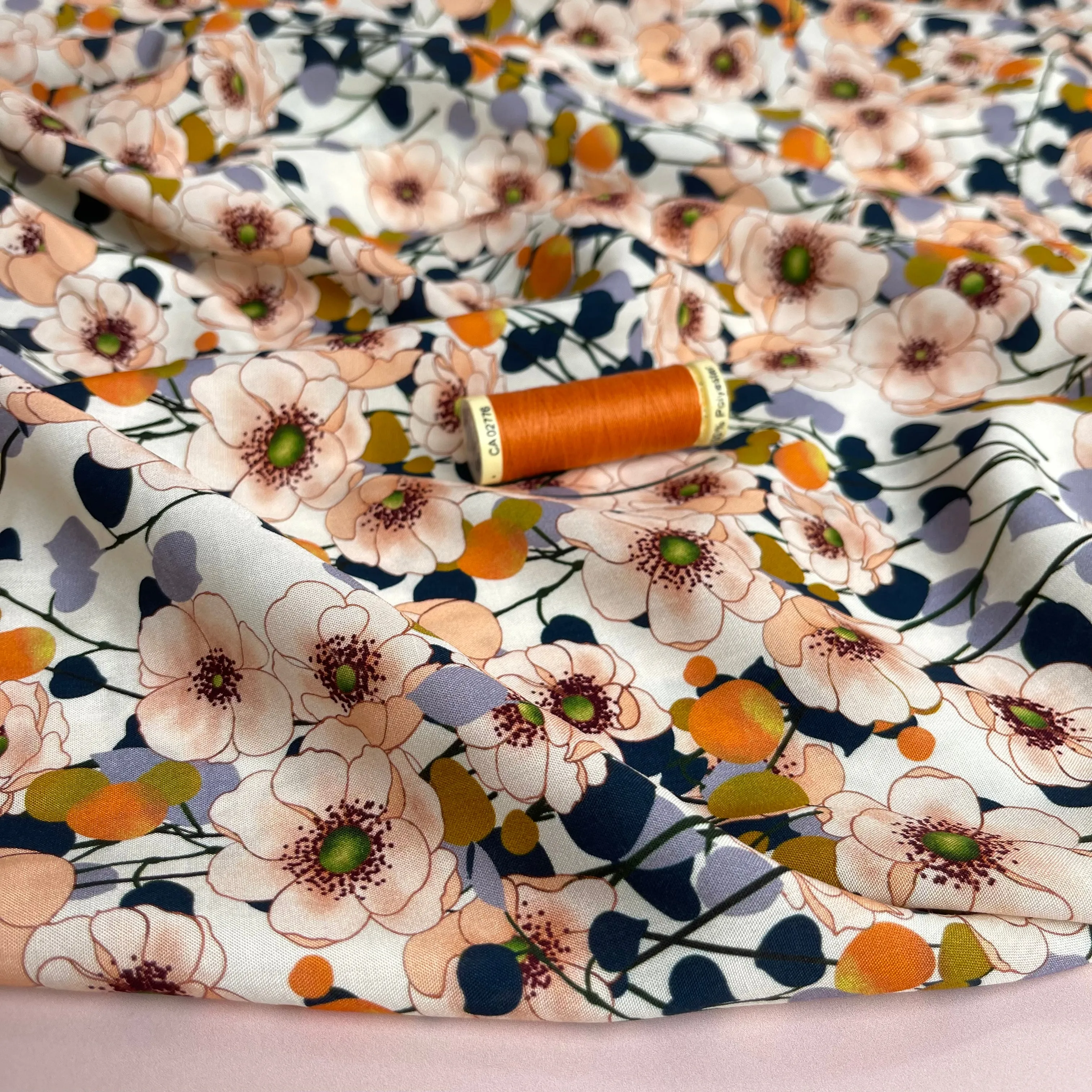 Apricot Blossom Viscose Fabric