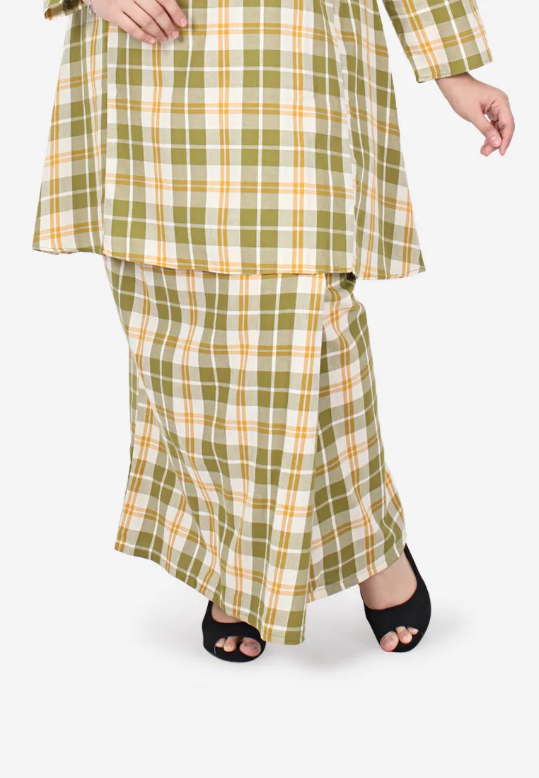 Ayila OOTB Collection Long Checkered Skirt - Green Yellow