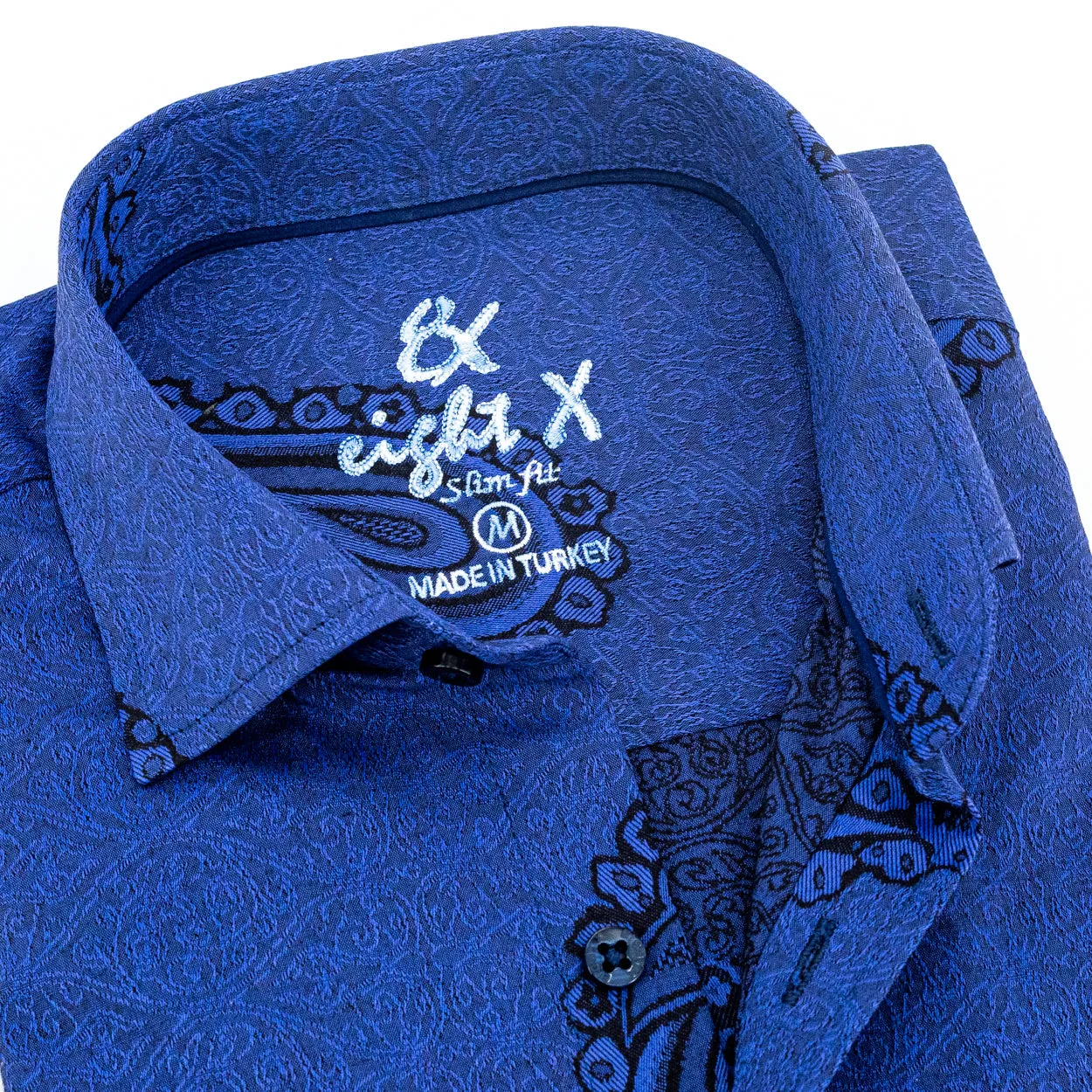 Big Paisley Jacquard Button Down Shirt - Blue