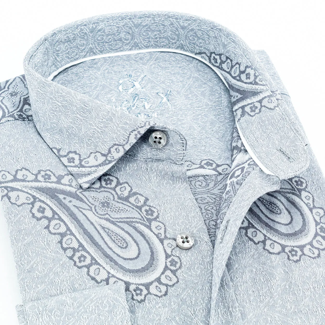 Big Paisley Jacquard Button Down Shirt - Grey