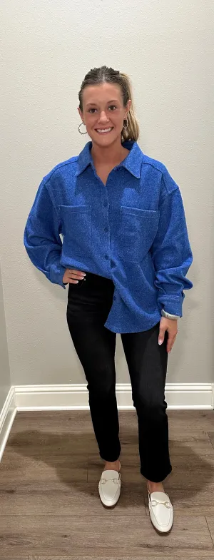 Blue Knit Button Down