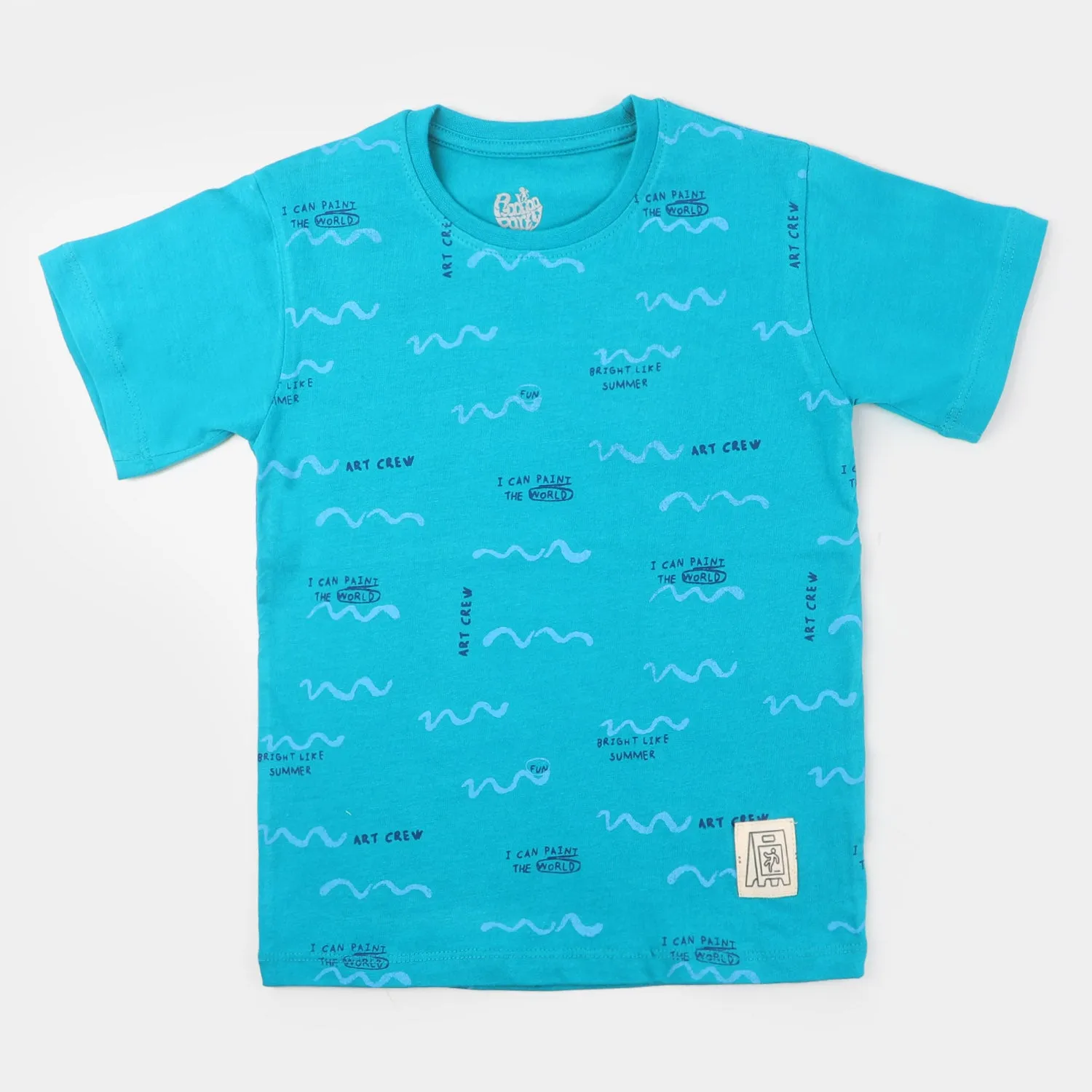 Boys Cotton T-Shirt Summer Wavy - Lake Blue