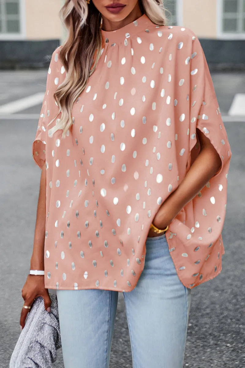 British Style Elegant Polka Dot Bandage Mandarin Collar Blouses(5 Colors)