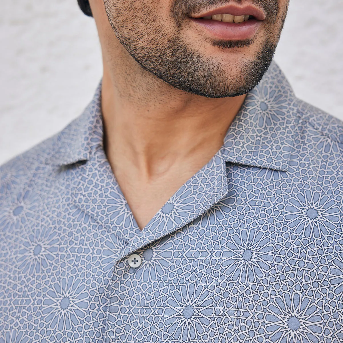 Casual Shirt for Men | Organic Cotton Tencel | Half Sleeves | Grey