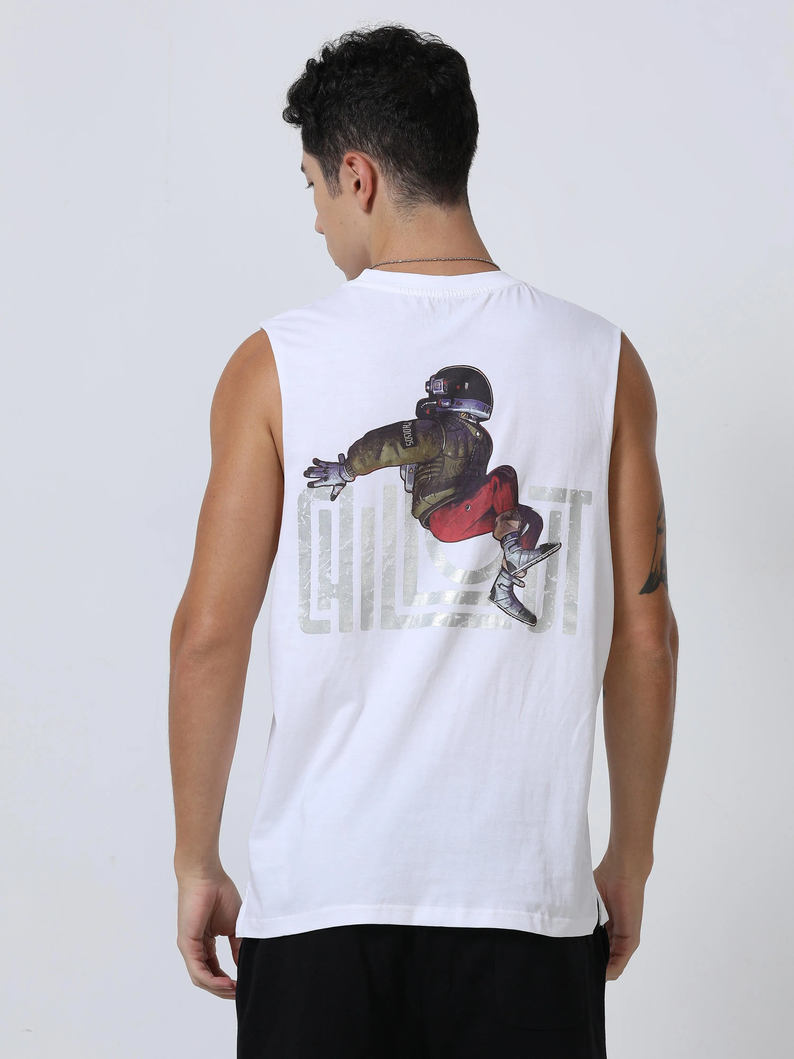 Chillout Printed Sleeveless T-Shirt White