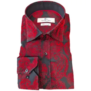 Claudio Lugli Paisley Flocking Shirt Red CP6974