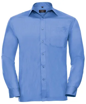 Corporate Blue - Long sleeve polycotton easycare poplin shirt