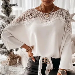 Elegant Women’s Crochet Embroidery Lace Blouses - Vintage Chic Tops