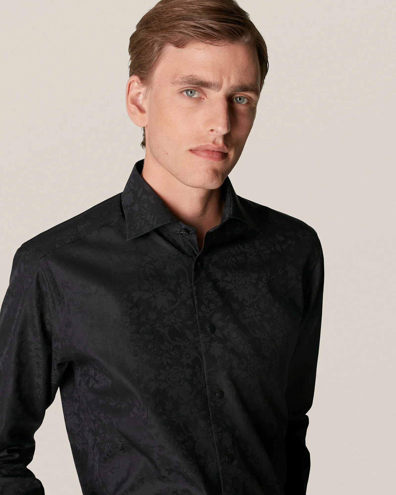 ETON 10000193218 JACQUARD BLACK SLIM SC SHIRT