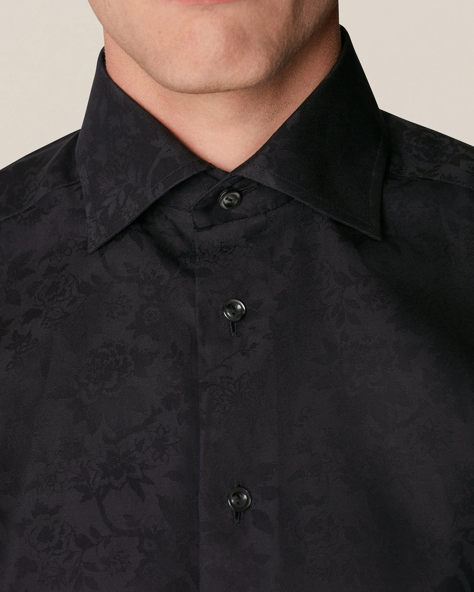 ETON 10000193218 JACQUARD BLACK SLIM SC SHIRT