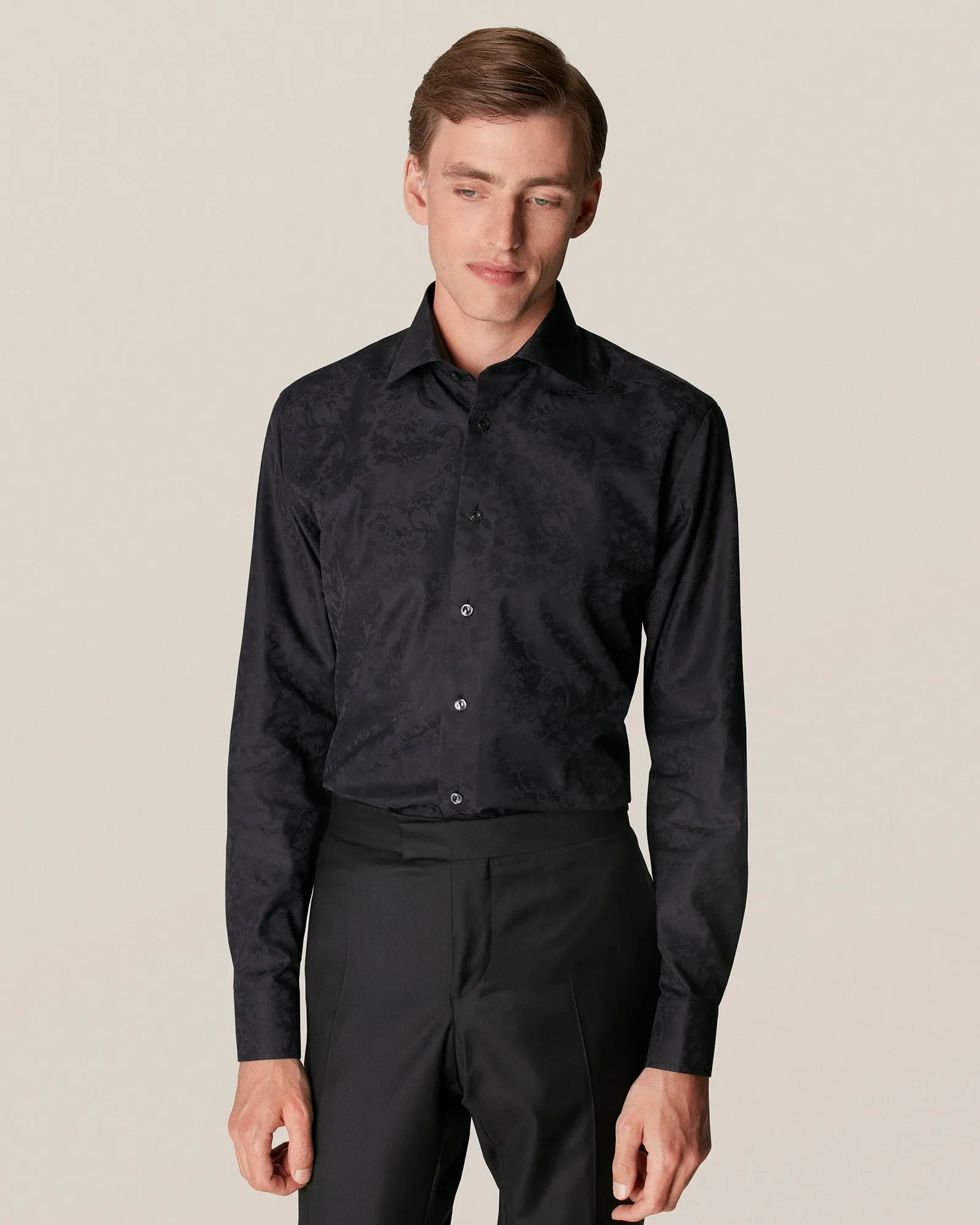 ETON 10000193218 JACQUARD BLACK SLIM SC SHIRT