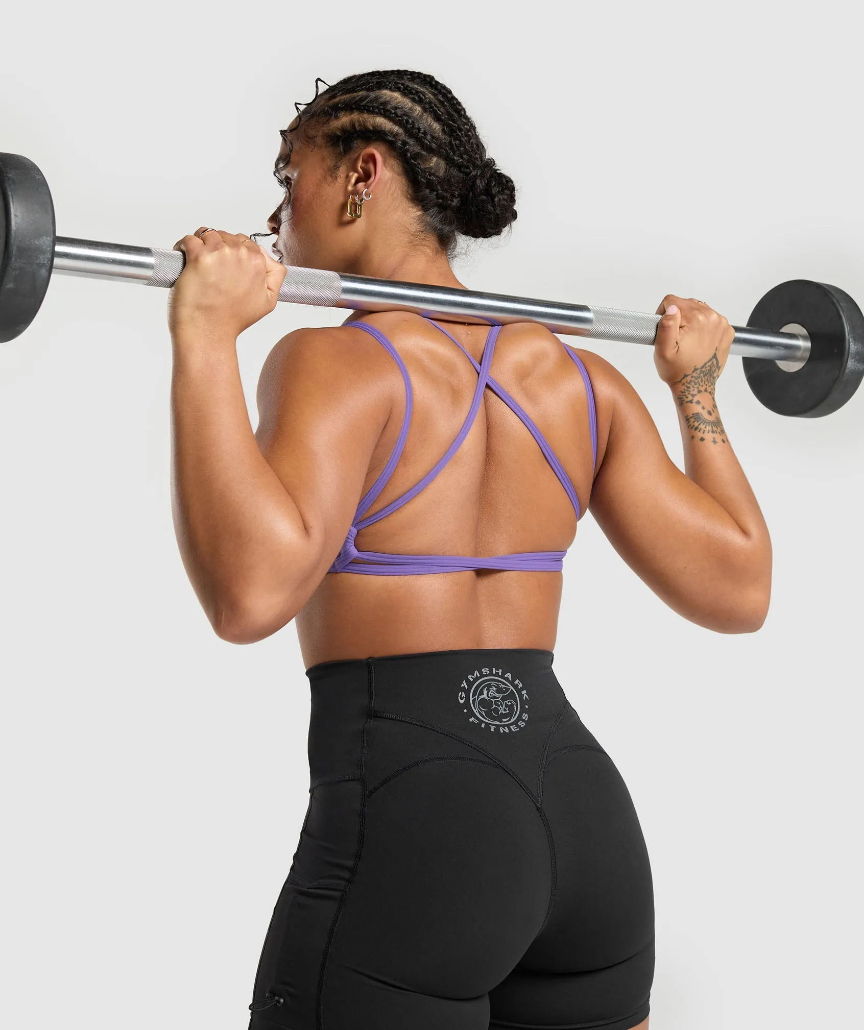 Gymshark Back Gains Sports Bra - Stellar Purple