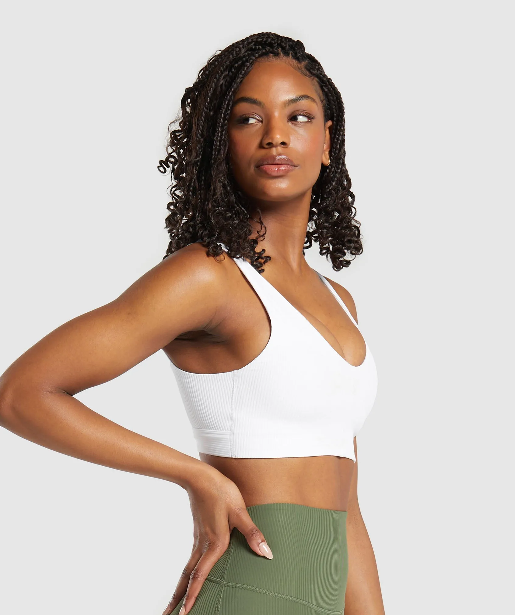 Gymshark Ribbed Sports Bra - White