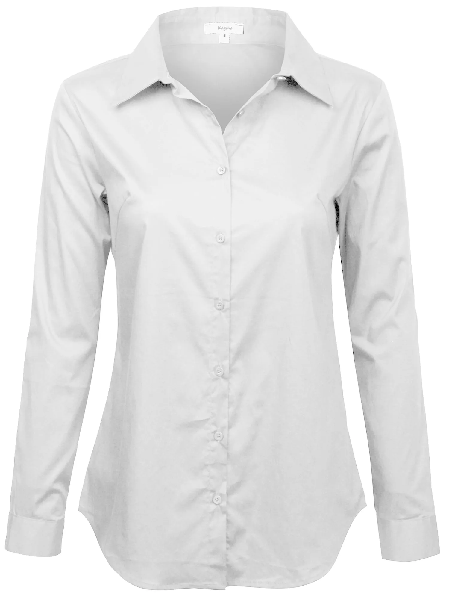 KOGMO Women's Basic Long Sleeve Button Down Shirts Office Work Blouse Regular Fit (S-3X)