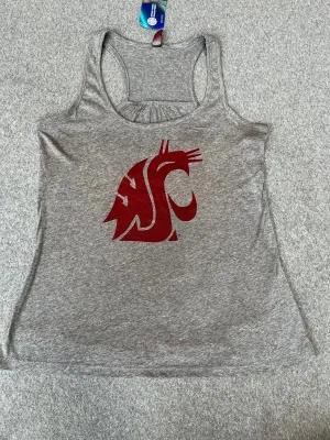 Ladies Grey And Crimson WSU Crew Cut Tank