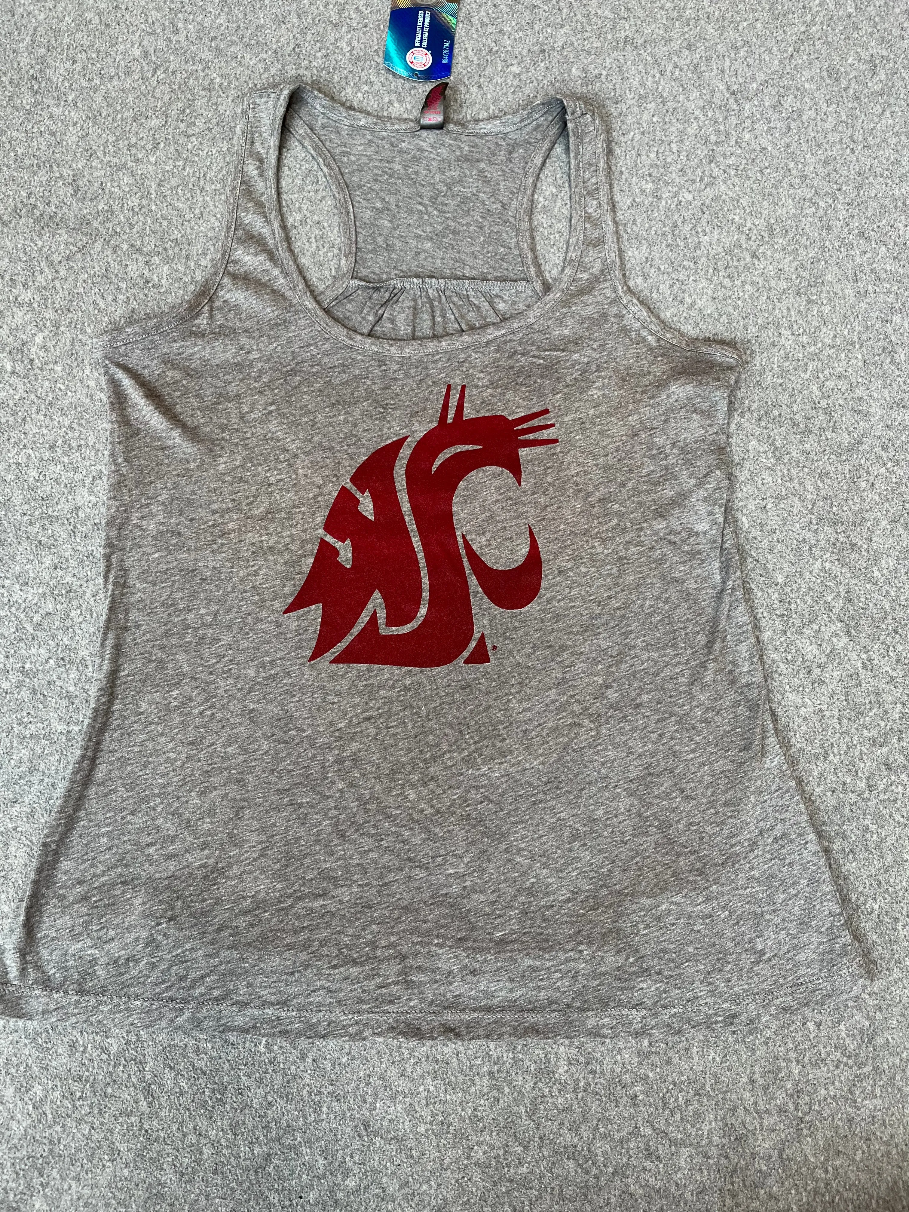 Ladies Grey And Crimson WSU Crew Cut Tank