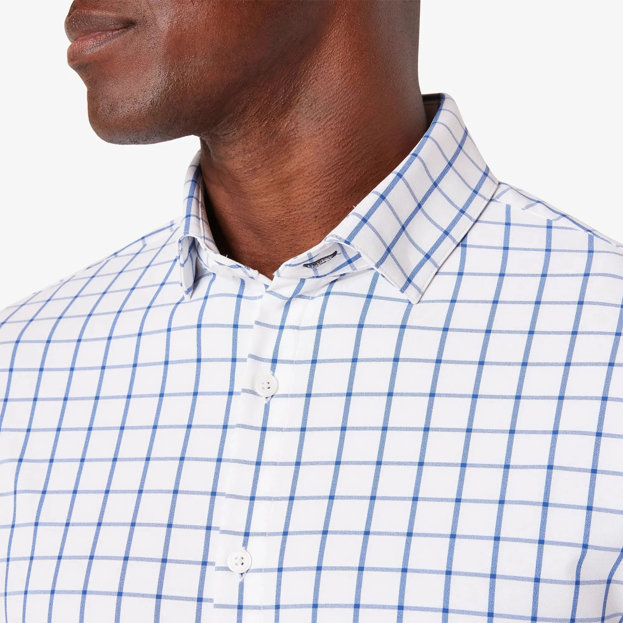 Leeward Long Sleeve Dress Shirt - White Navy Windowpane