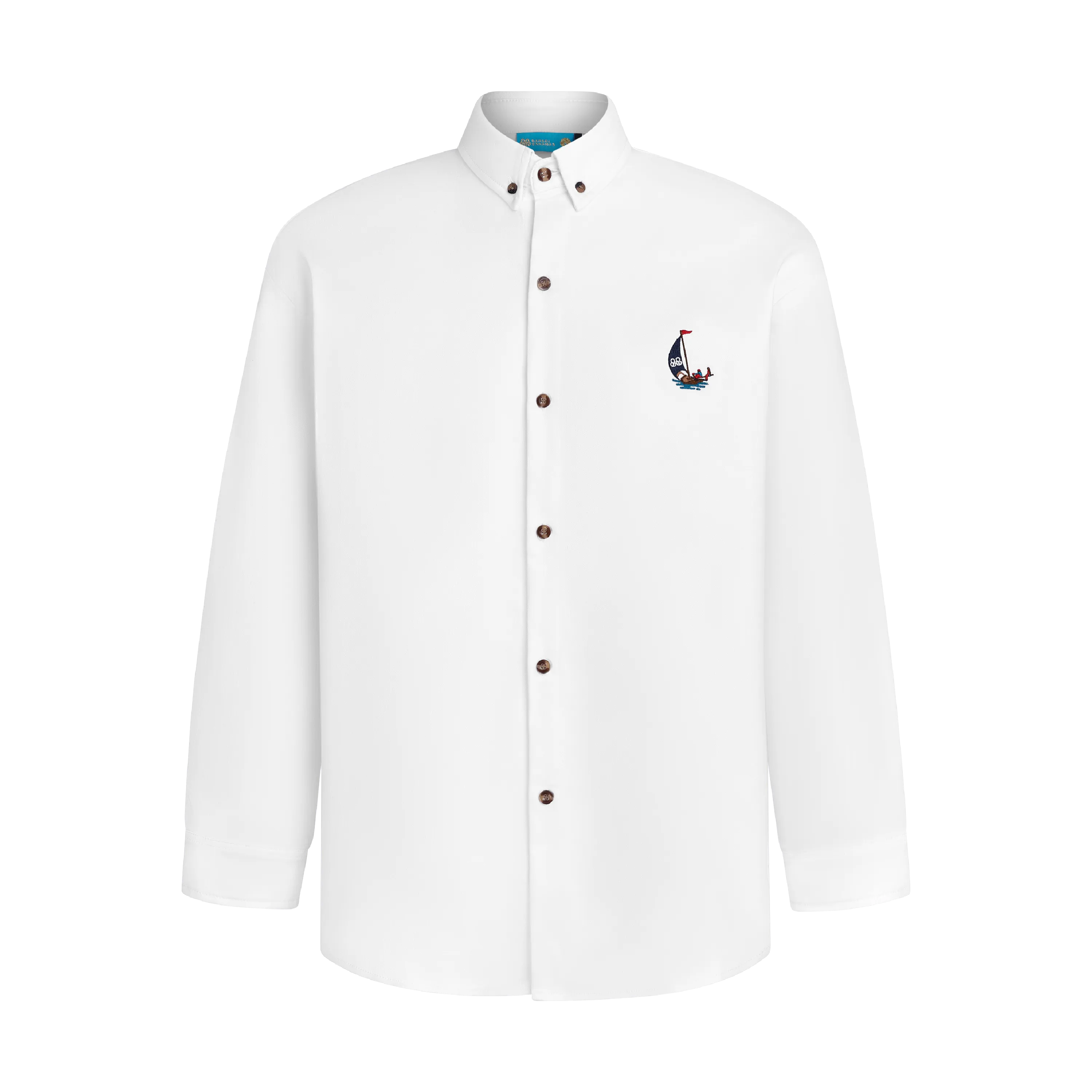 LONG SLEEVE STAPLE BUTTON UP-WHITE