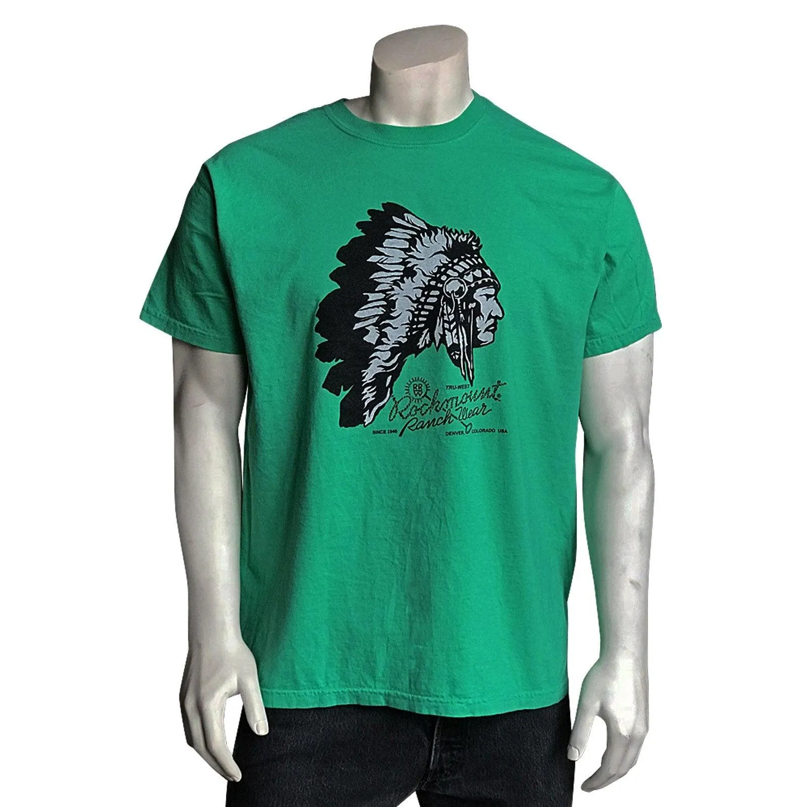 Men's Green 100% Cotton Chief Western T-Shirt