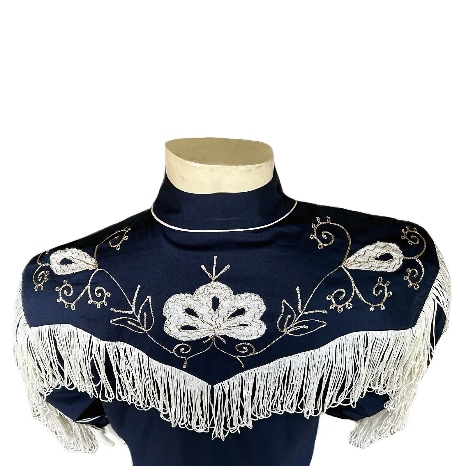 Men's Vintage Fringe Navy Embroidered Western Shirt