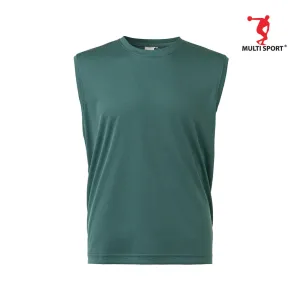 MULTISPORT SLEEVELESS MINI EYELET ROUND NECK PLAIN TEE (DARK TURQUOISE)