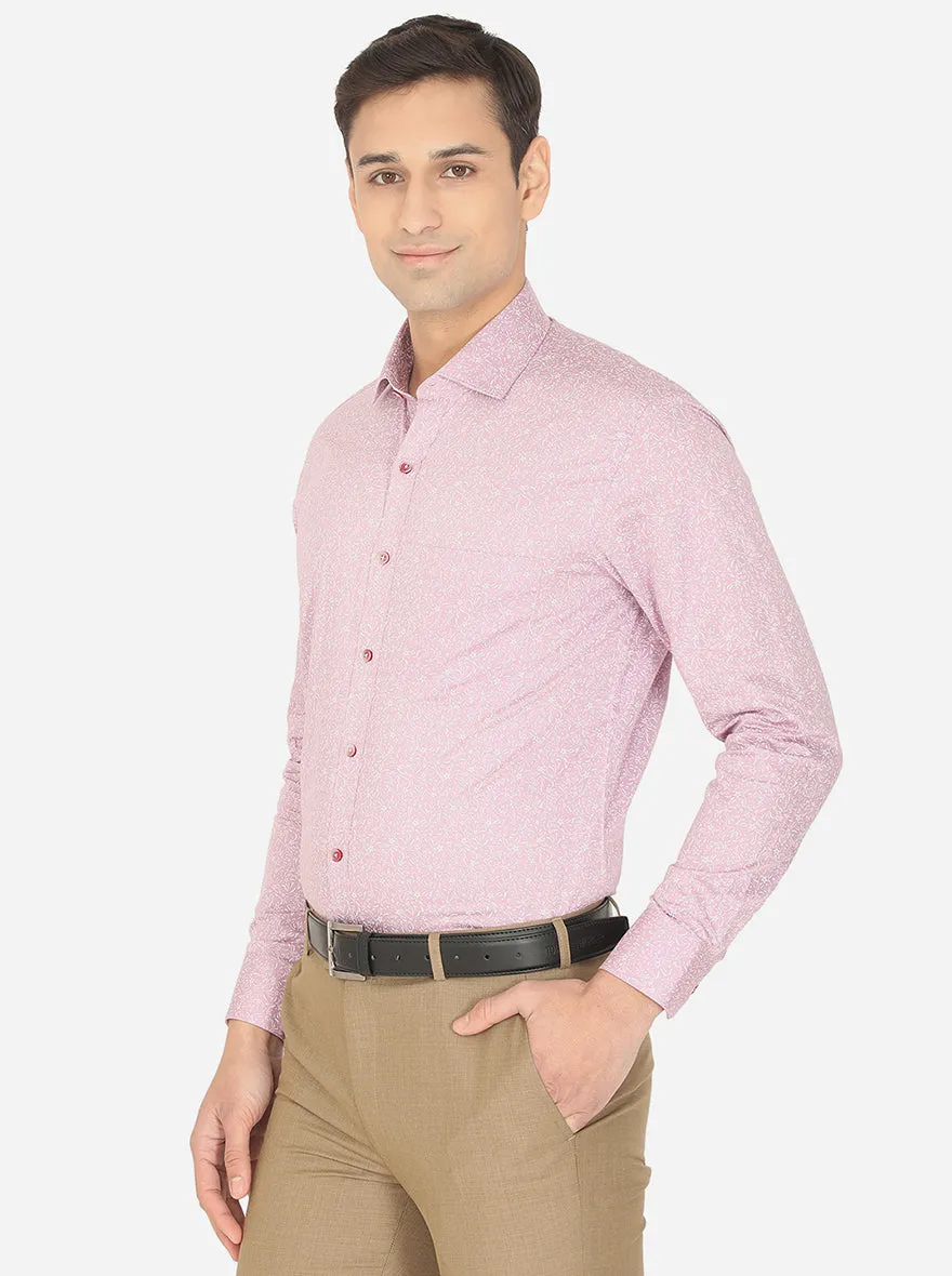 Purple & White Printed Slim Fit Formal Shirt | Greenfibre