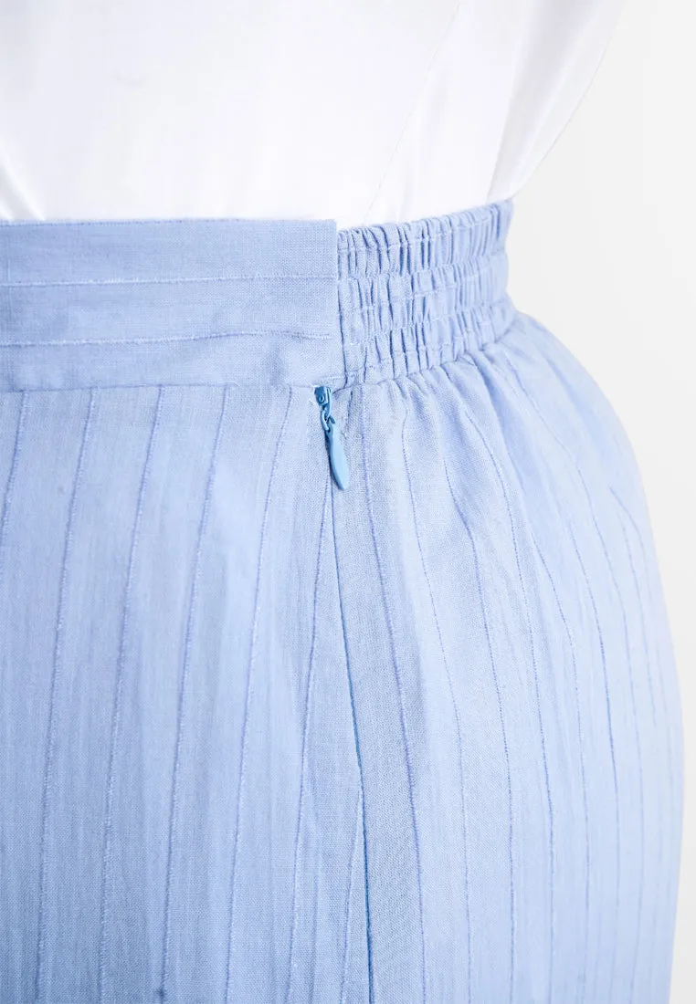 Radeya Cotton Front Pleat Skirt (Small Cutting) - Blue