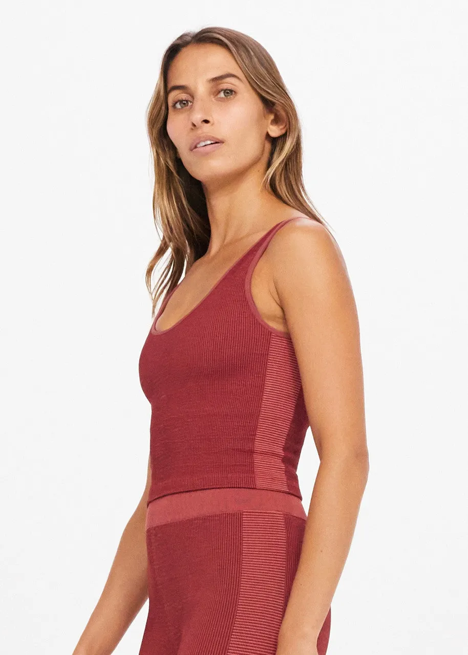 Ribbed Seamless Tess Top, Sangria