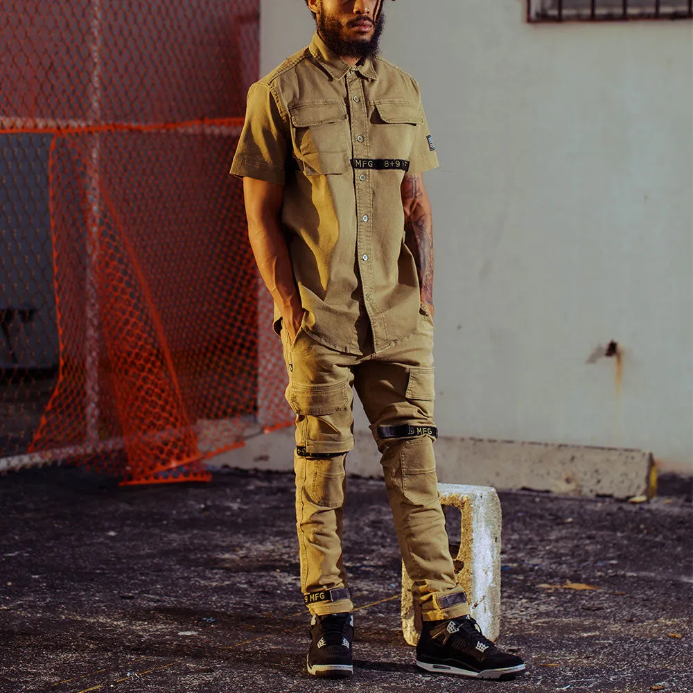 Strapped Up Vintage Button Up Shirt Olive