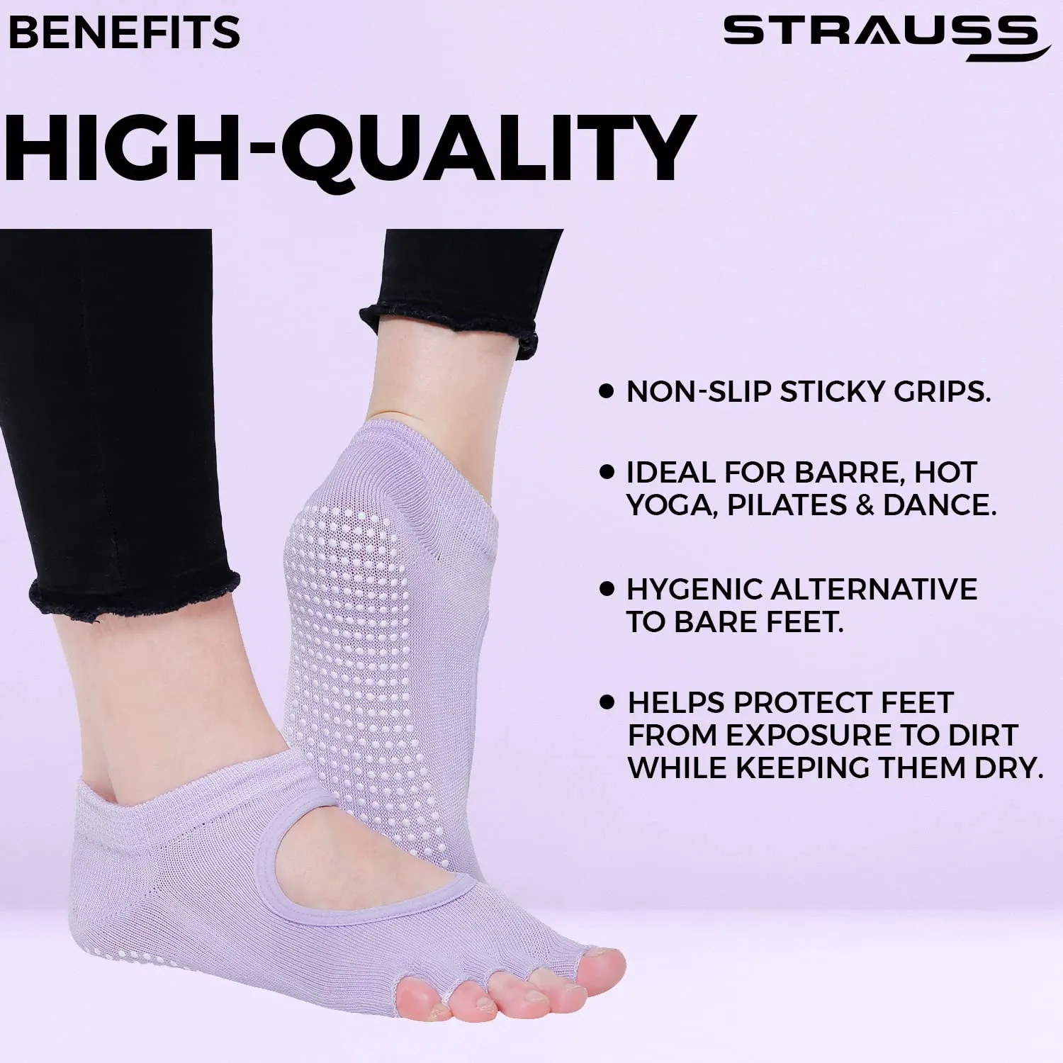 STRAUSS Yoga Socks, (Light Purple)