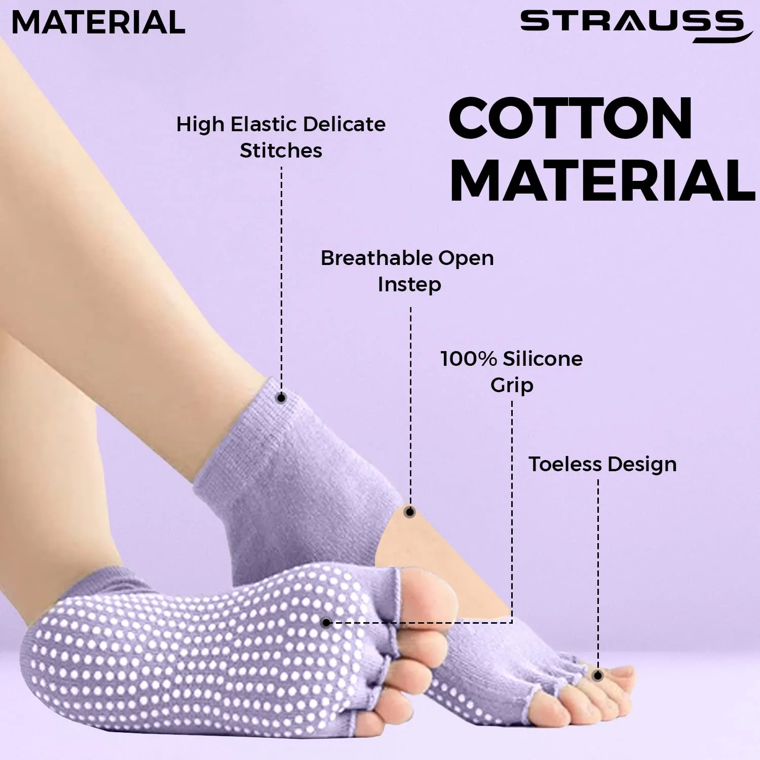 STRAUSS Yoga Socks, (Light Purple)