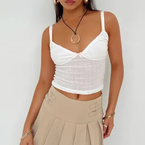 Summer V-Neck Crop Tops Bow Backless Spaghetti Strap Camisole Casual Tank Women Top