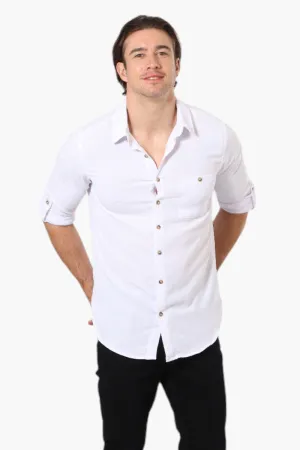 Urbanology Button Up Roll Up Sleeve Casual Shirt - White