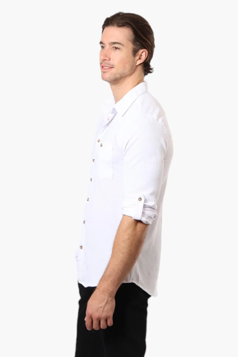 Urbanology Button Up Roll Up Sleeve Casual Shirt - White