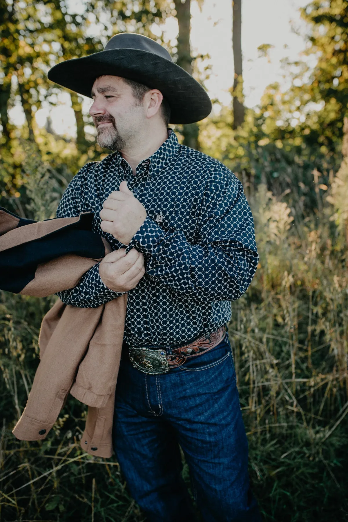 'Wade' CINCH Men's Navy/Salmon Button Down (S-XXL)