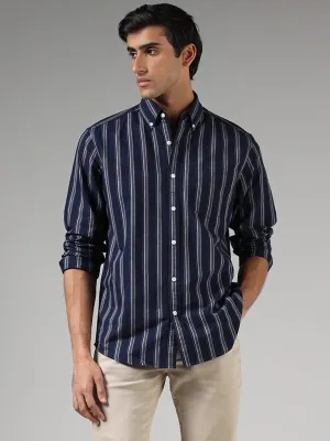 WES Casuals Navy Striped Relaxed-Fit Shirt