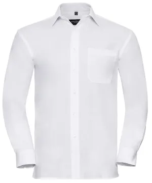 White - Long sleeve pure cotton easycare poplin shirt