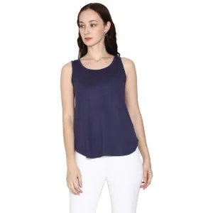 Woodwose Organic Clothing Women's Navy Bamboo Relaxed Fit Tank Top