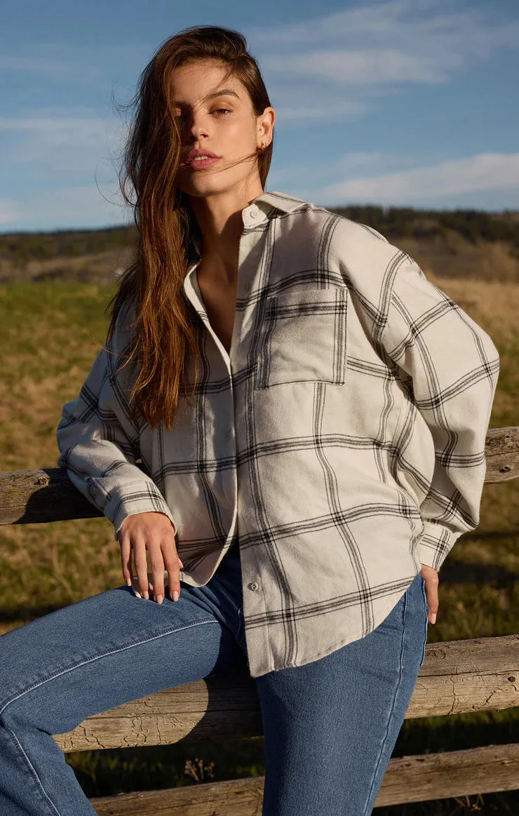 ZSU River Plaid Button Up Shirt in Sea Salt